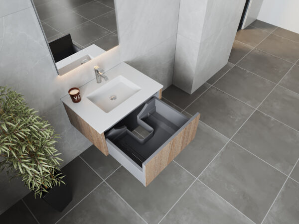 Laviva Legno 30" Weathered Grey Bathroom Vanity with Matte White VIVA Stone Solid Surface Countertop