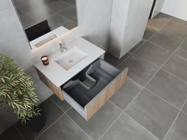 Laviva Legno 36" Weathered Grey Bathroom Vanity with Matte White VIVA Stone Solid Surface Countertop