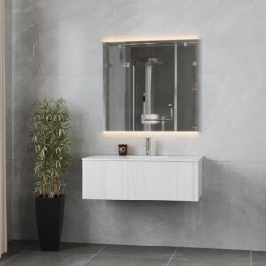 Laviva Legno 42" Alabaster White Bathroom Vanity with Matte White VIVA Stone Solid Surface Countertop