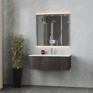 Laviva Legno 42" Carbon Oak Bathroom Vanity with Matte White VIVA Stone Solid Surface Countertop