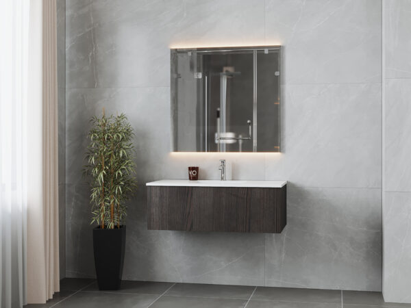 Laviva Legno 42" Carbon Oak Bathroom Vanity with Matte White VIVA Stone Solid Surface Countertop