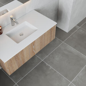 Laviva Legno 42" Weathered Grey Bathroom Vanity with Matte White VIVA Stone Solid Surface Countertop