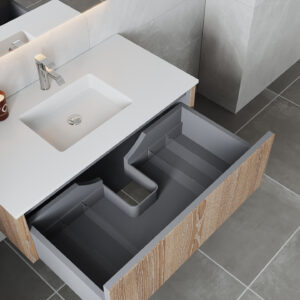 Laviva Legno 42" Weathered Grey Bathroom Vanity with Matte White VIVA Stone Solid Surface Countertop