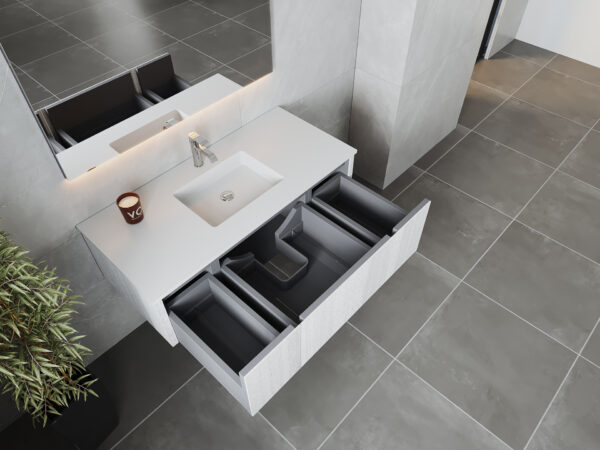 Laviva Legno 48" Alabaster White Bathroom Vanity with Matte White VIVA Stone Solid Surface Countertop