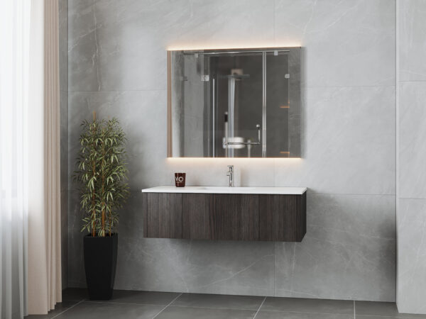 Laviva Legno 48" Carbon Oak Bathroom Vanity with Matte White VIVA Stone Solid Surface Countertop