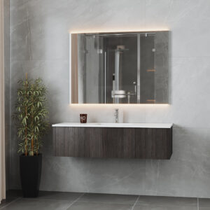 Laviva Legno 54" Carbon Oak Bathroom Vanity with Matte White VIVA Stone Solid Surface Countertop