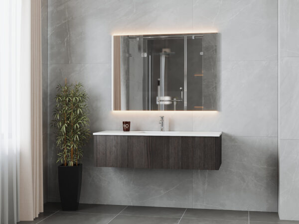 Laviva Legno 54" Carbon Oak Bathroom Vanity with Matte White VIVA Stone Solid Surface Countertop