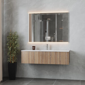 Laviva Legno 54" Weathered Grey Bathroom Vanity with Matte White VIVA Stone Solid Surface Countertop