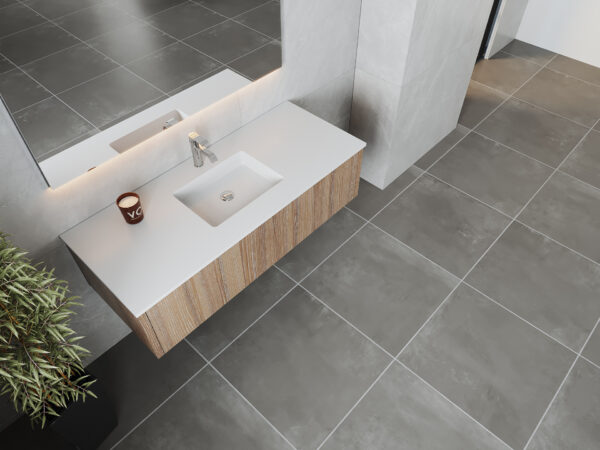 Laviva Legno 54" Weathered Grey Bathroom Vanity with Matte White VIVA Stone Solid Surface Countertop