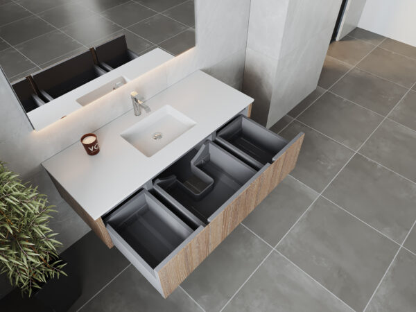 Laviva Legno 54" Weathered Grey Bathroom Vanity with Matte White VIVA Stone Solid Surface Countertop