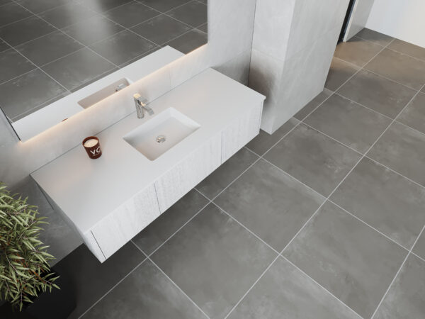 Laviva Legno 60" Alabaster White Single Sink Bathroom Vanity with Matte White VIVA Stone Solid Surface Countertop