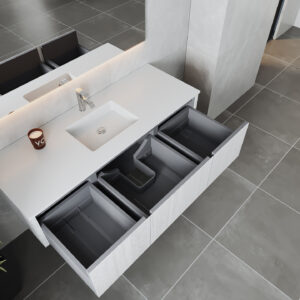 Laviva Legno 60" Alabaster White Single Sink Bathroom Vanity with Matte White VIVA Stone Solid Surface Countertop