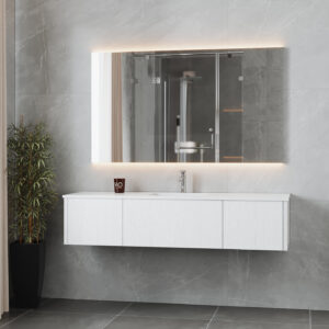 Laviva Legno 66" Alabaster White Bathroom Vanity with Matte White VIVA Stone Solid Surface Countertop