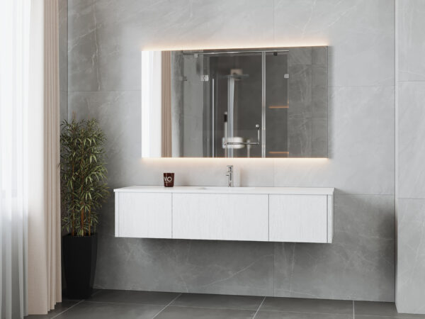 Laviva Legno 66" Alabaster White Bathroom Vanity with Matte White VIVA Stone Solid Surface Countertop