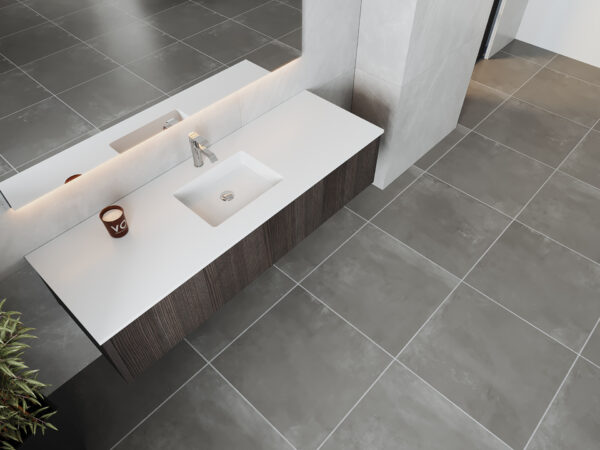 Laviva Legno 66" Carbon Oak Bathroom Vanity with Matte White VIVA Stone Solid Surface Countertop