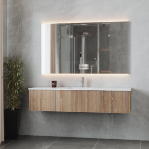 Laviva Legno 66" Weathered Grey Bathroom Vanity with Matte White VIVA Stone Solid Surface Countertop