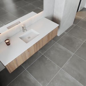 Laviva Legno 66" Weathered Grey Bathroom Vanity with Matte White VIVA Stone Solid Surface Countertop