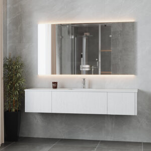 Laviva Legno 72" Alabaster White Single Sink Bathroom Vanity with Matte White VIVA Stone Solid Surface Countertop