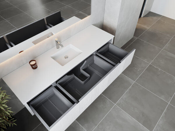 Laviva Legno 72" Alabaster White Single Sink Bathroom Vanity with Matte White VIVA Stone Solid Surface Countertop