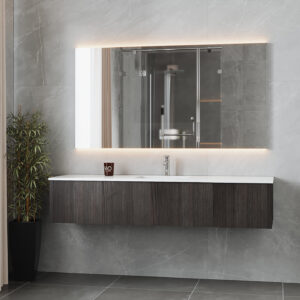 Laviva Legno 72" Carbon Oak Single Sink Bathroom Vanity with Matte White VIVA Stone Solid Surface Countertop