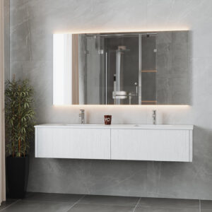 Laviva Legno 72" Alabaster White Double Sink Bathroom Vanity with Matte White VIVA Stone Solid Surface Countertop