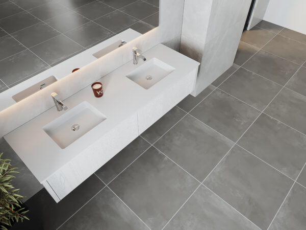 Laviva Legno 72" Alabaster White Double Sink Bathroom Vanity with Matte White VIVA Stone Solid Surface Countertop