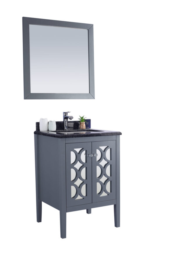 Laviva Mediterraneo 24" Grey Bathroom Vanity with Black Wood Marble Countertop