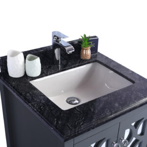 Laviva Mediterraneo 24" Grey Bathroom Vanity with Black Wood Marble Countertop