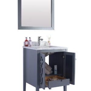 Laviva Mediterraneo 24" Grey Bathroom Vanity with White Carrara Marble Countertop