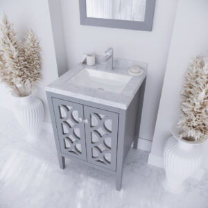 Laviva Mediterraneo 24" Grey Bathroom Vanity with White Carrara Marble Countertop