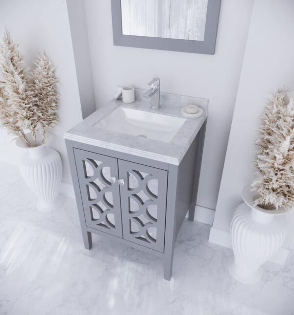 Laviva Mediterraneo 24" Grey Bathroom Vanity with White Carrara Marble Countertop