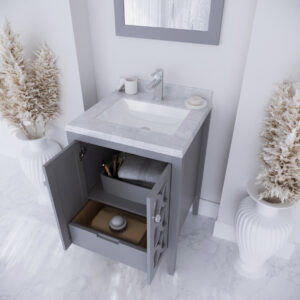 Laviva Mediterraneo 24" Grey Bathroom Vanity with White Carrara Marble Countertop