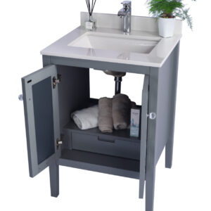 Laviva Mediterraneo 24" Grey Bathroom Vanity with White Quartz Countertop