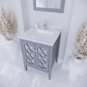 Laviva Mediterraneo 24" Grey Bathroom Vanity with White Quartz Countertop