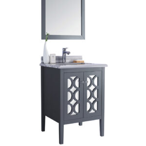 Laviva Mediterraneo 24" Grey Bathroom Vanity with White Stripes Marble Countertop