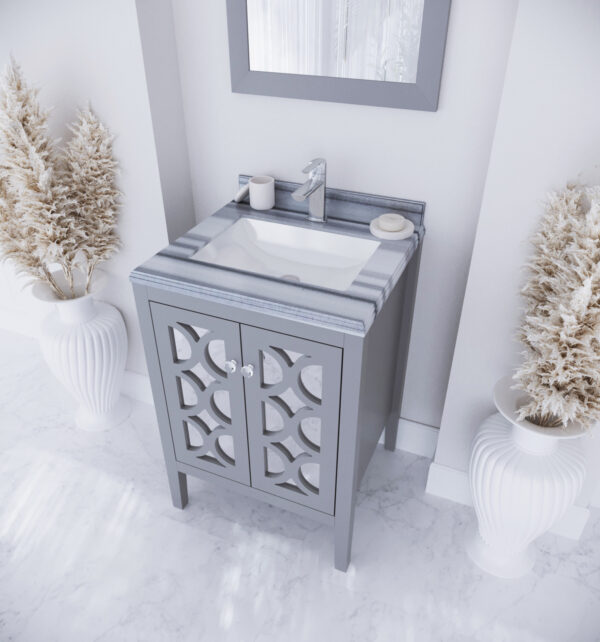 Laviva Mediterraneo 24" Grey Bathroom Vanity with White Stripes Marble Countertop