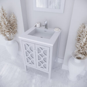 Laviva Mediterraneo 24" White Bathroom Vanity with Matte White VIVA Stone Solid Surface Countertop