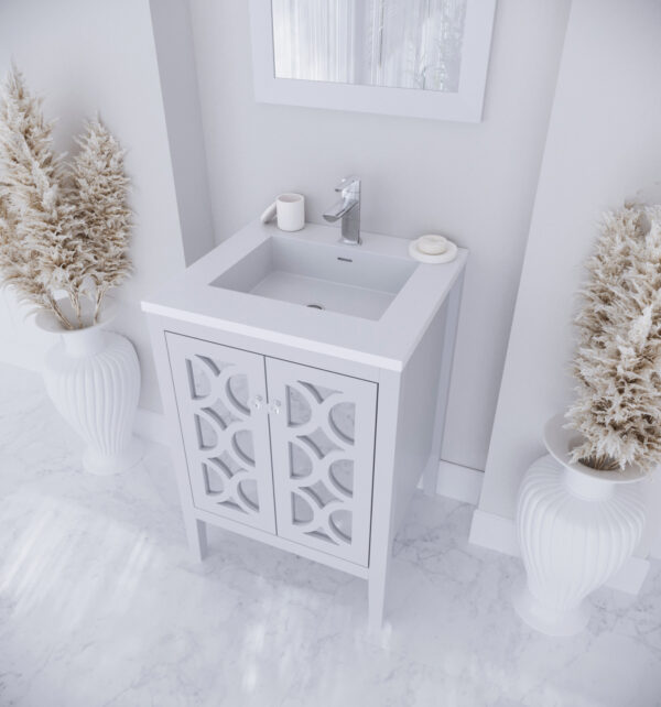 Laviva Mediterraneo 24" White Bathroom Vanity with Matte White VIVA Stone Solid Surface Countertop