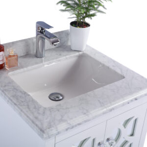 Laviva Mediterraneo 24" White Bathroom Vanity with White Carrara Marble Countertop