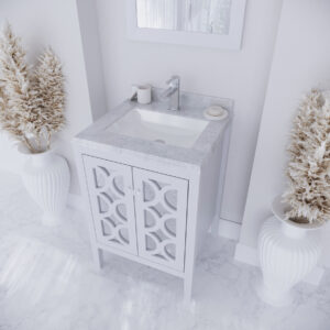 Laviva Mediterraneo 24" White Bathroom Vanity with White Carrara Marble Countertop