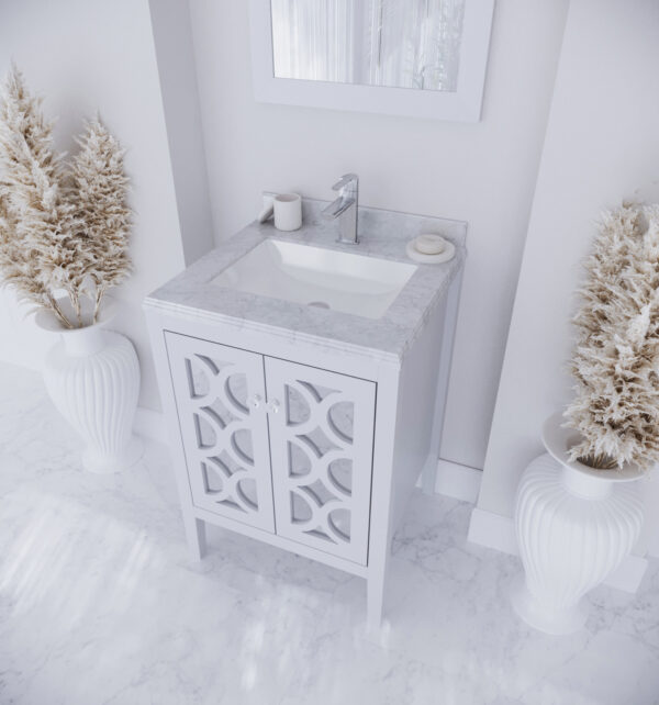 Laviva Mediterraneo 24" White Bathroom Vanity with White Carrara Marble Countertop