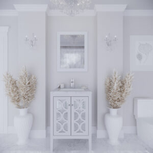 Laviva Mediterraneo 24" White Bathroom Vanity with White Carrara Marble Countertop