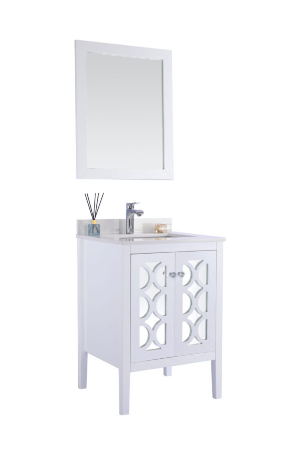 Laviva Mediterraneo 24" White Bathroom Vanity with White Quartz Countertop