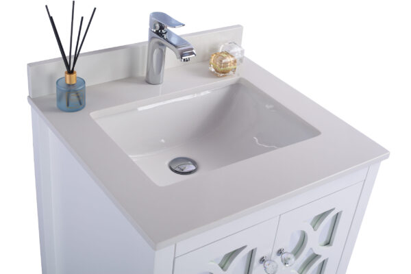 Laviva Mediterraneo 24" White Bathroom Vanity with White Quartz Countertop