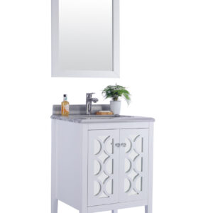 Laviva Mediterraneo 24" White Bathroom Vanity with White Stripes Marble Countertop