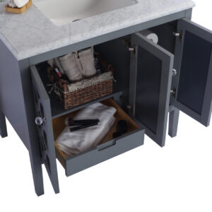 Laviva Mediterraneo 36" Grey Bathroom Vanity with Black Wood Marble Countertop