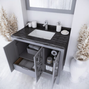 Laviva Mediterraneo 36" Grey Bathroom Vanity with Black Wood Marble Countertop