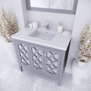 Laviva Mediterraneo 36" Grey Bathroom Vanity with Matte White VIVA Stone Solid Surface Countertop