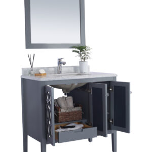 Laviva Mediterraneo 36" Grey Bathroom Vanity with White Carrara Marble Countertop