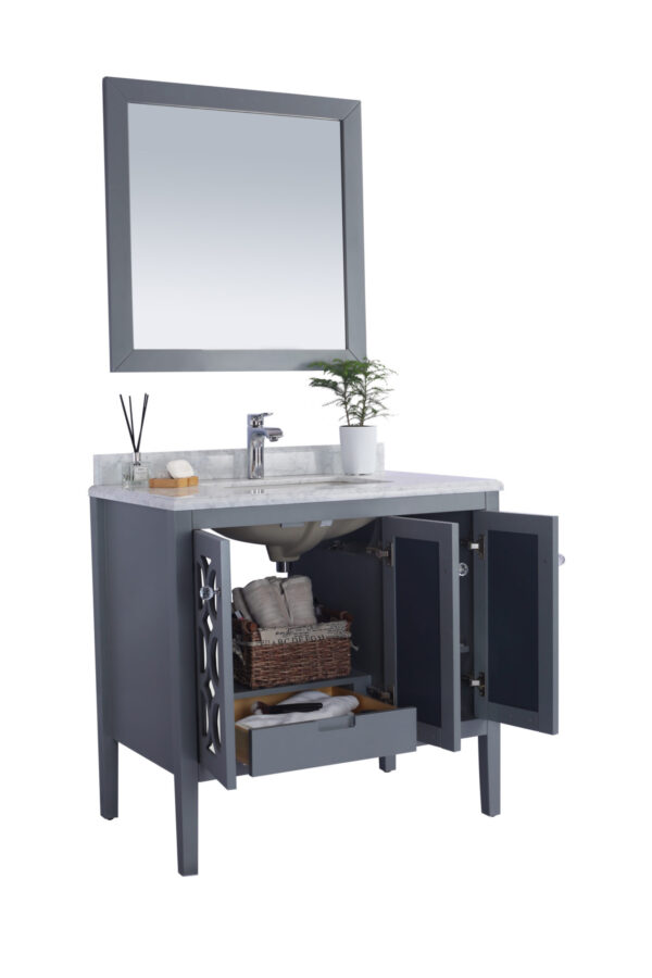 Laviva Mediterraneo 36" Grey Bathroom Vanity with White Carrara Marble Countertop